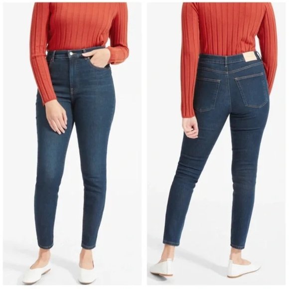 Everlane Denim - Everlane the High Rise Skinny Dark Wash Jeans Size 33 TALL